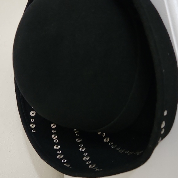 Vintage Archie Eason Black Church Hat Sophisticated Classy Elegant Silver Studs - Picture 7 of 9